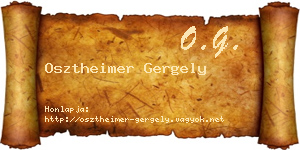 Osztheimer Gergely névjegykártya